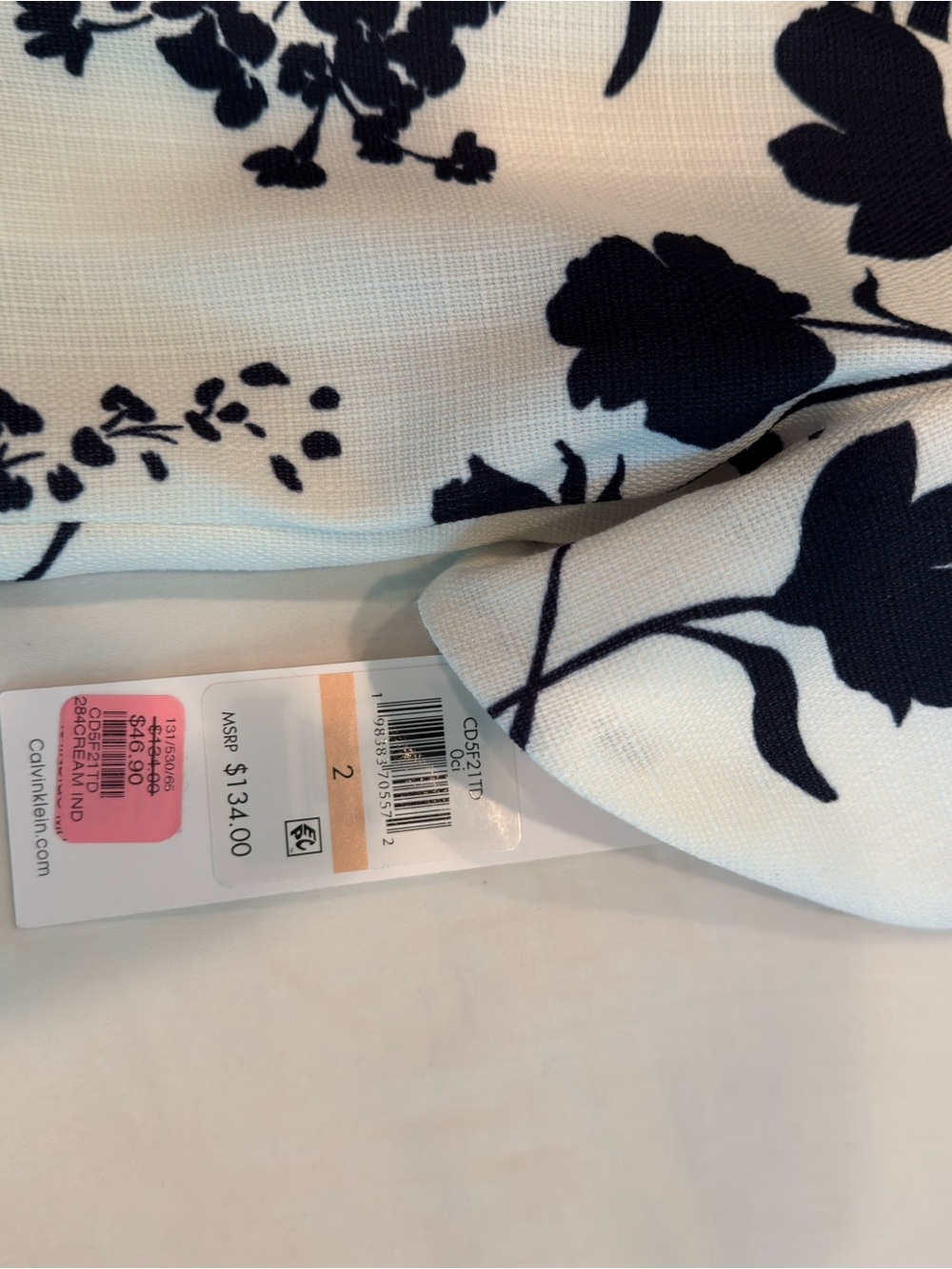 Calvin Klein White Midi Dress with Black Floral Print - Picture 5 of 5